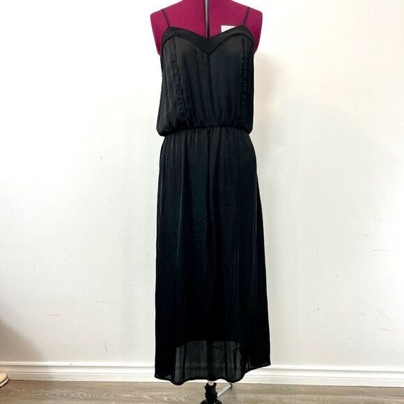 H&M Black Spaghetti Strap Slipon Midi Dress sz 10 - Picture 1 of 7